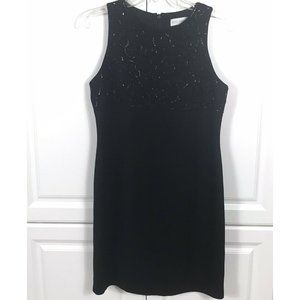 Petite Sophisticate Sheath Dress Size 6P Black Beaded Empire Waist LBD Cocktail